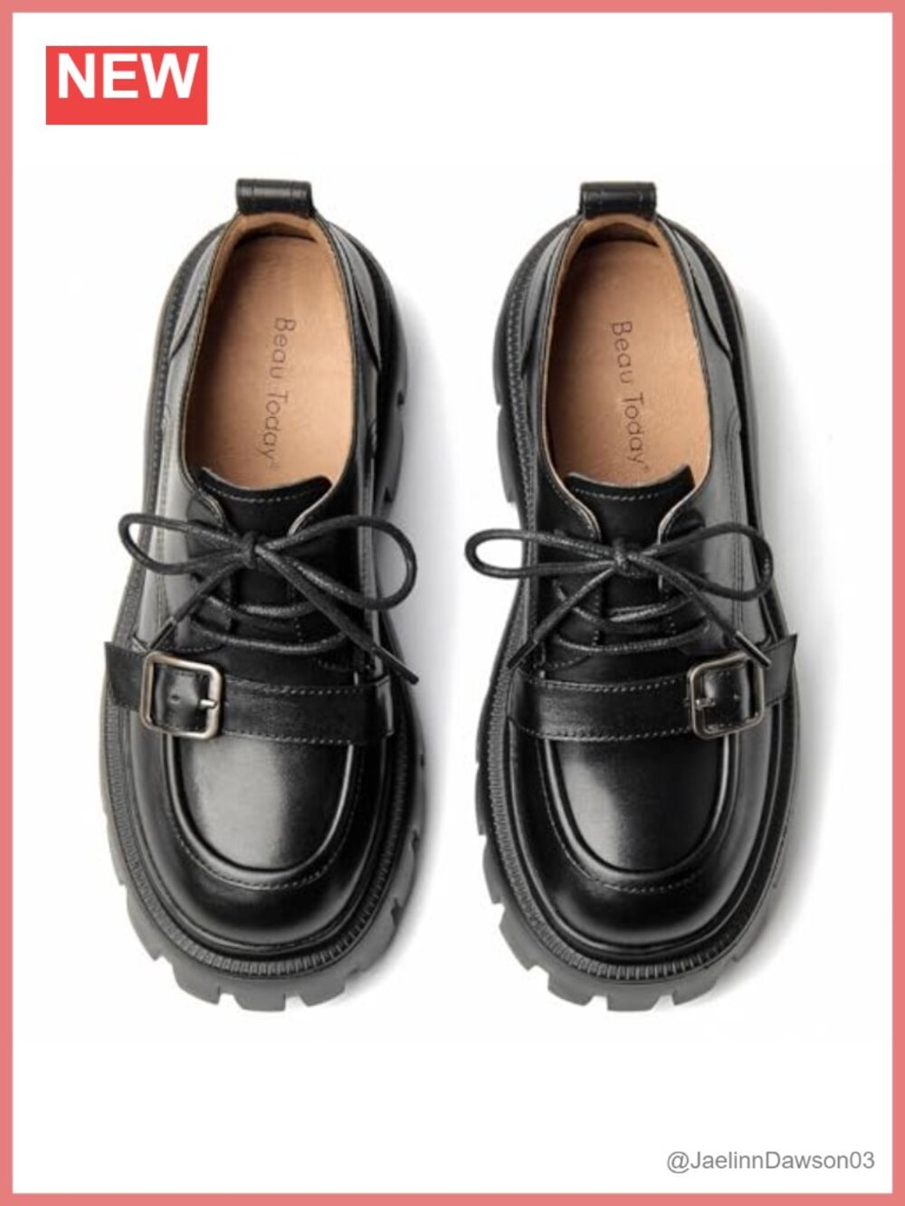 Women's Leather Platform Oxfords Lug Sole Chunky Dress Shoes
